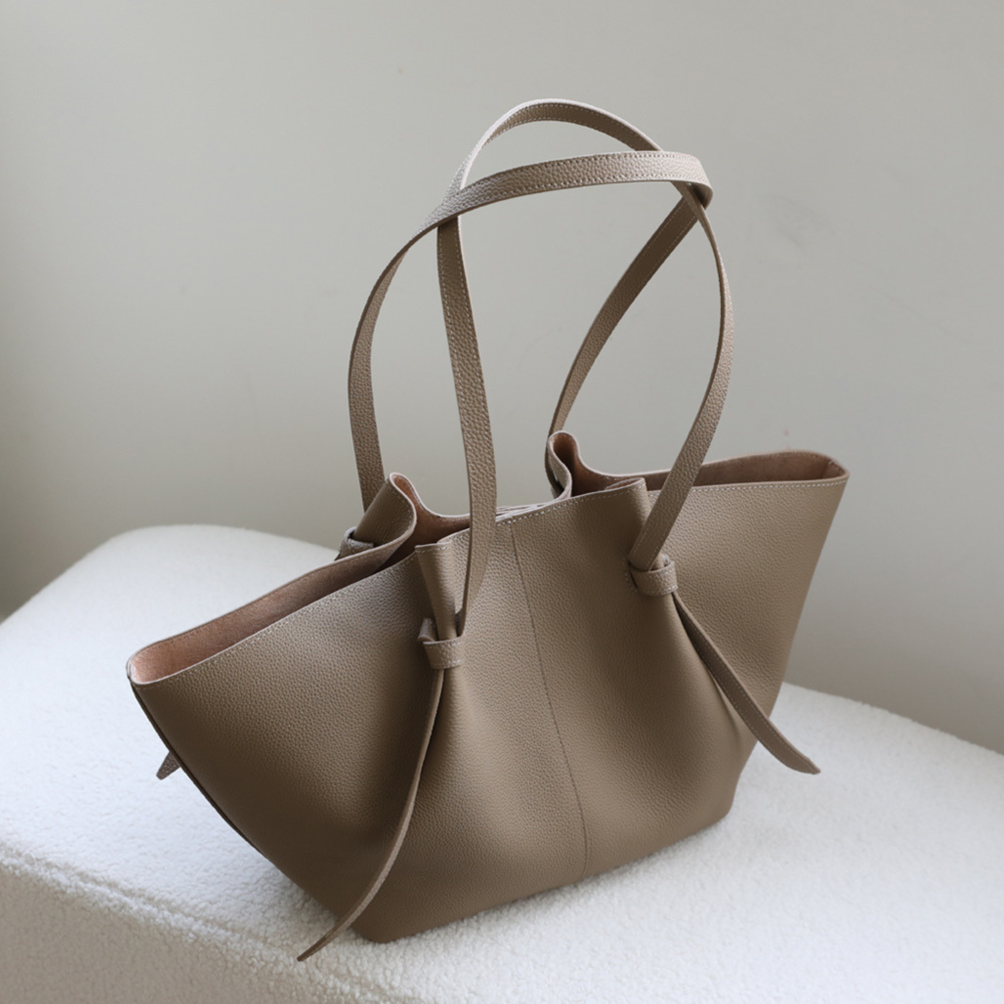 The Cinched Wing Luxury Leather Tote Bag