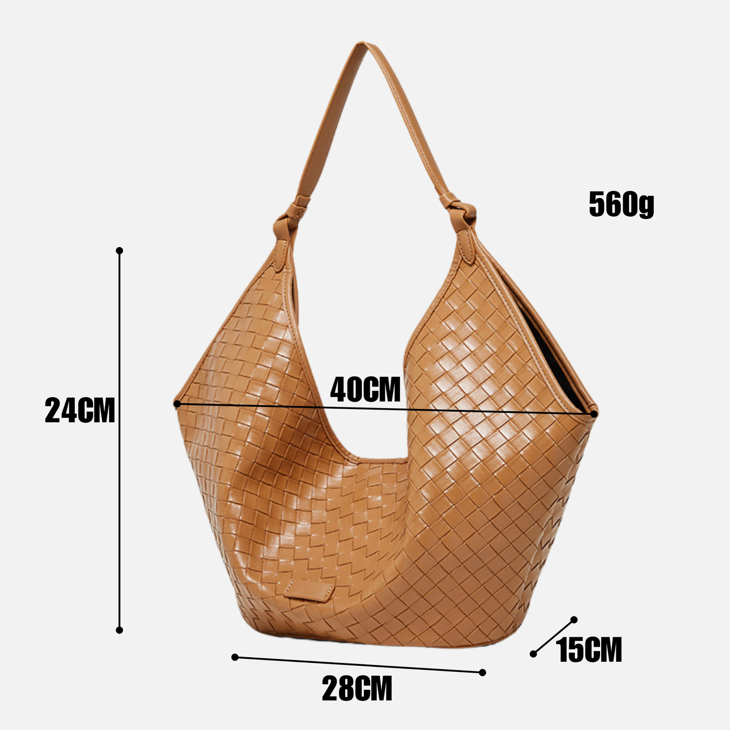 Woven Leather Hobo Shoulder Tote
