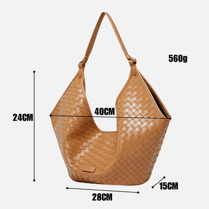 Woven Leather Hobo Shoulder Tote