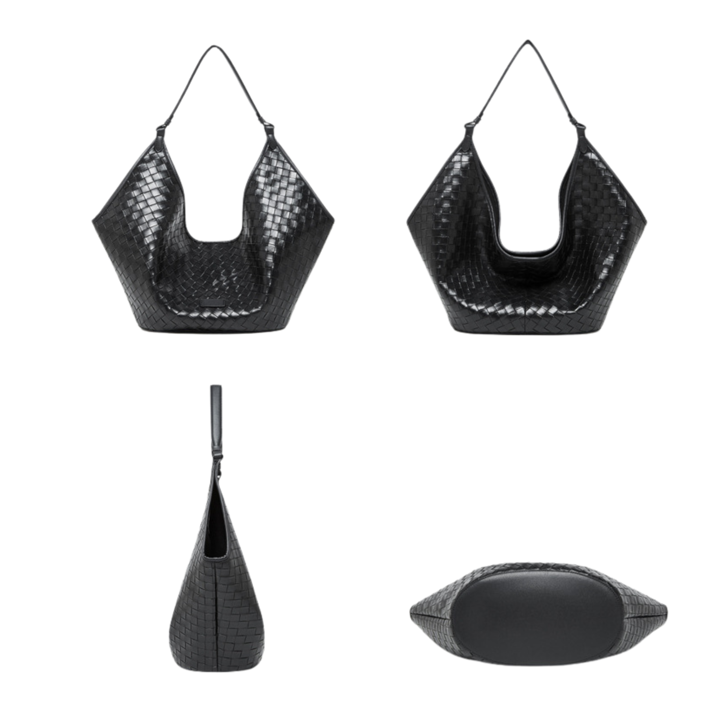 Woven Leather Hobo Shoulder Tote