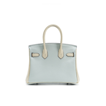 The Hermes Togo Birkin inspired Blue & White Combo Luxurious Leather Bag