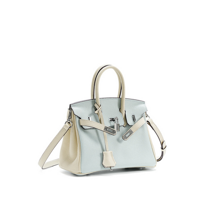 The Hermes Togo Birkin inspired Blue & White Combo Luxurious Leather Bag