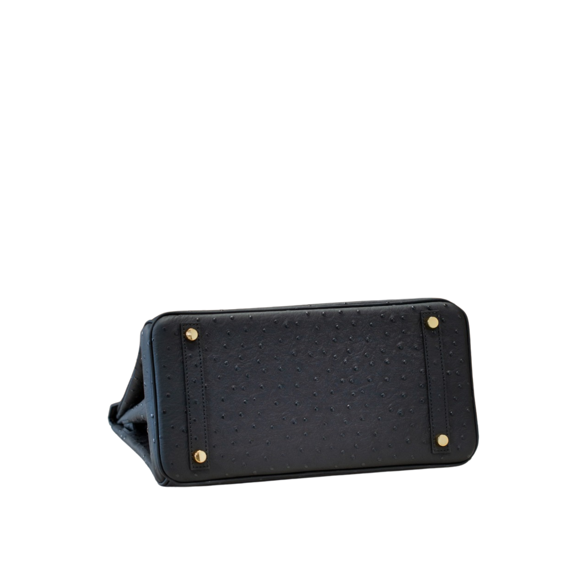 First-Layer Cowhide Ostrich-Pattern Structured Top Handle Luxury Leather Bag