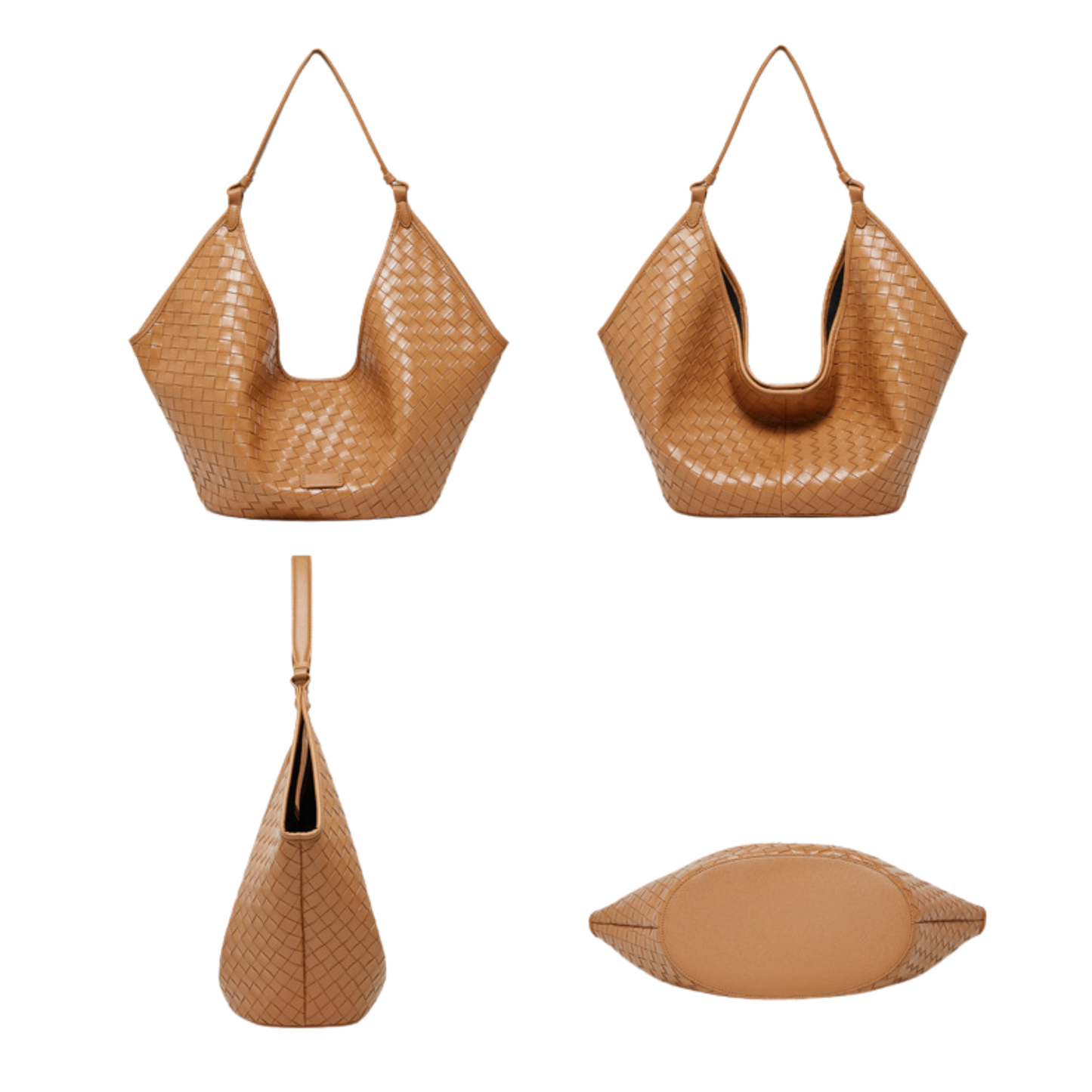 Woven Leather Hobo Shoulder Tote
