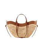 Luna Sculpted Woven Raffia x Leather Shoulder Bag