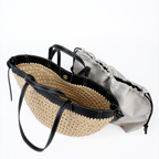 Luna Sculpted Woven Raffia x Leather Shoulder Bag