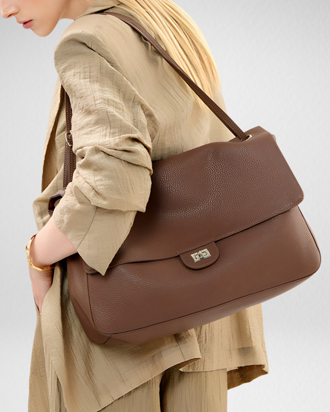 MaxiFlap Leather Shoulder Bag