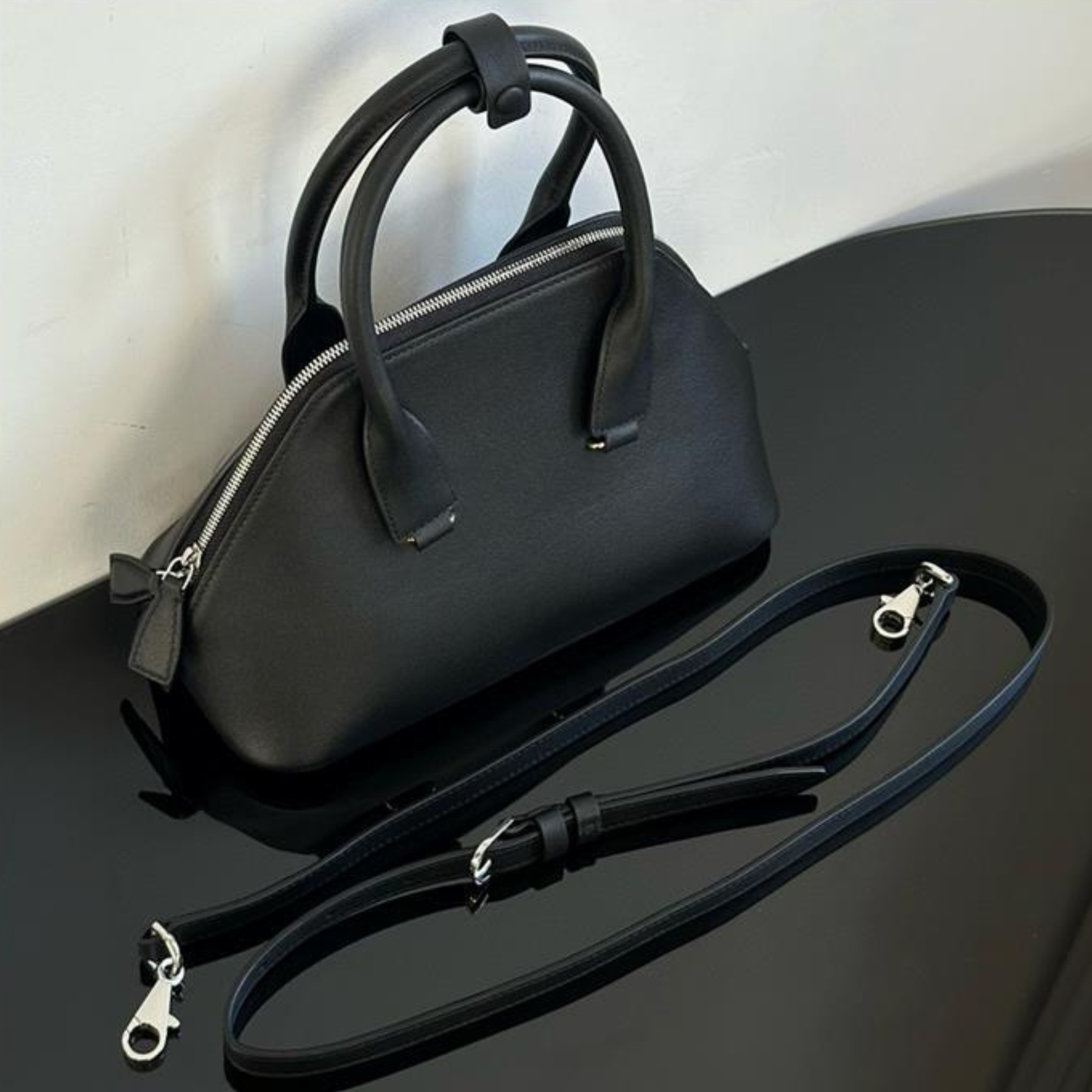 Mini Structured Leather Tote Bag