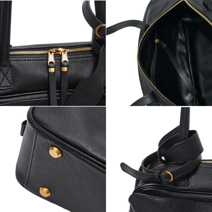 Top-Layer Leather Bowling Shoulder Bag