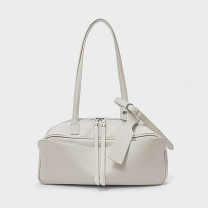 Top-Layer Leather Bowling Shoulder Bag