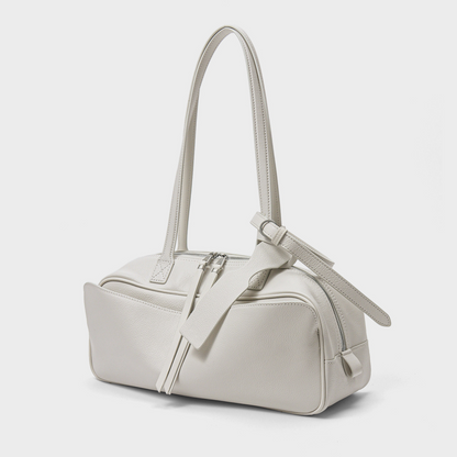 Top-Layer Leather Bowling Shoulder Bag