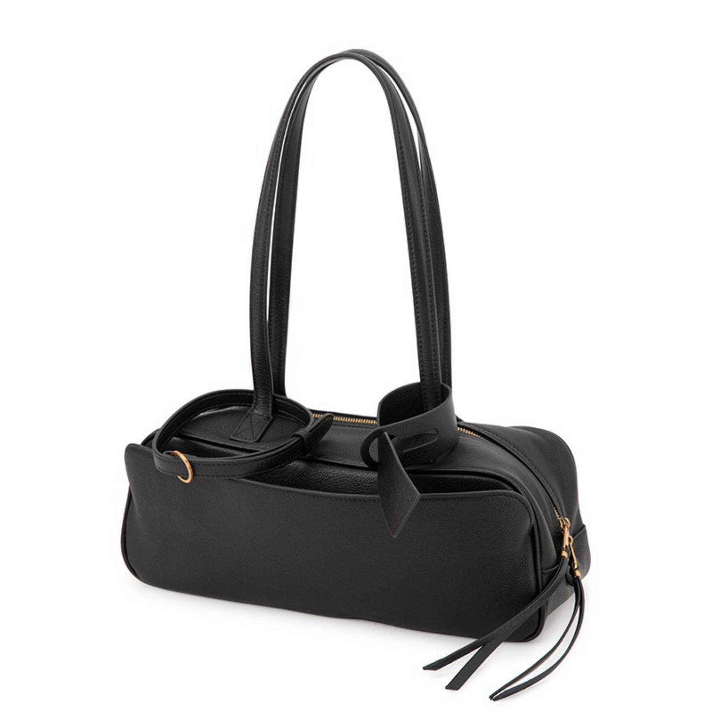 Top-Layer Leather Bowling Shoulder Bag