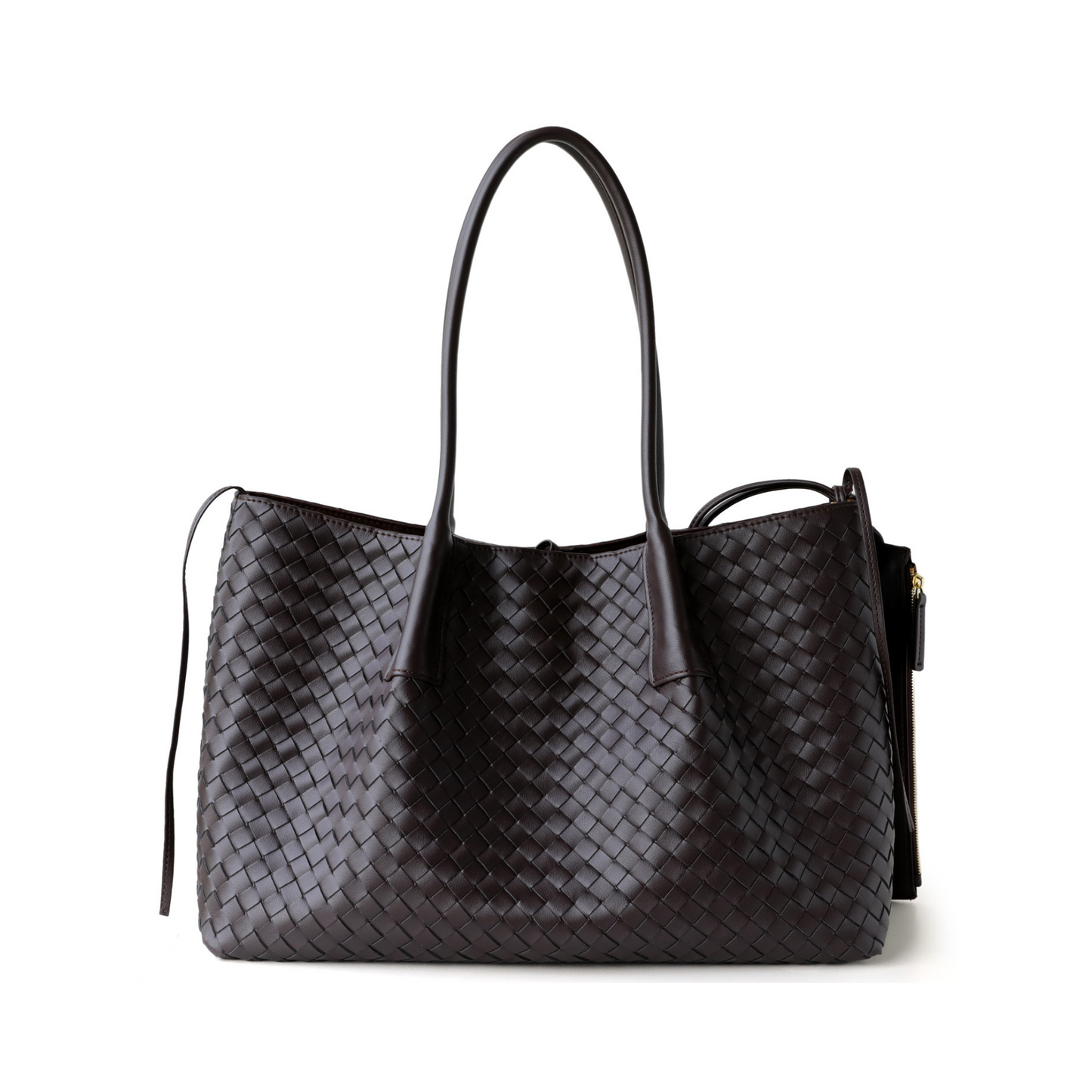 Woven Carryall Leather Shoulder Tote