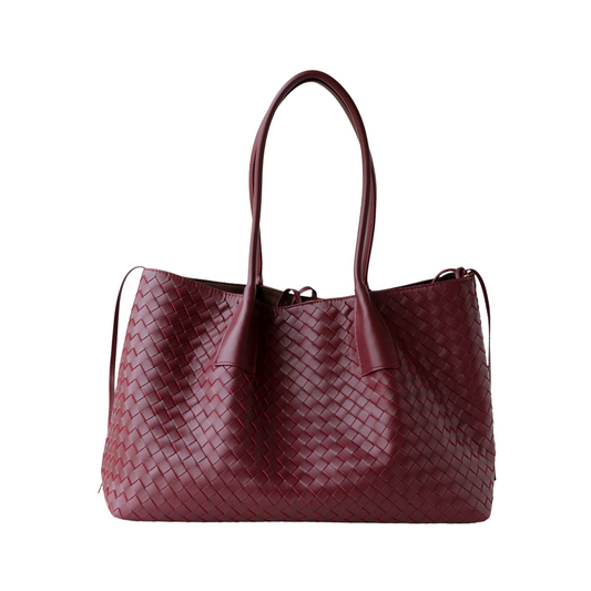 Woven Carryall Leather Shoulder Tote