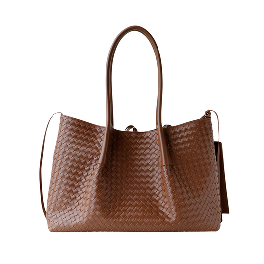 Woven Carryall Leather Shoulder Tote