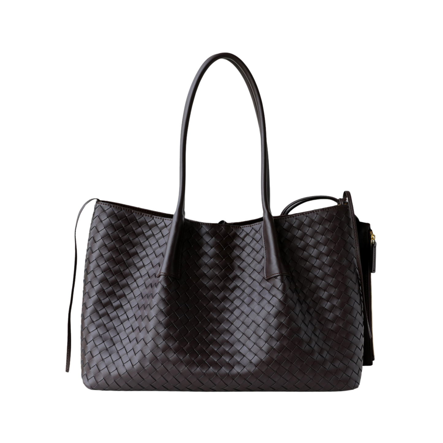 Woven Carryall Leather Shoulder Tote