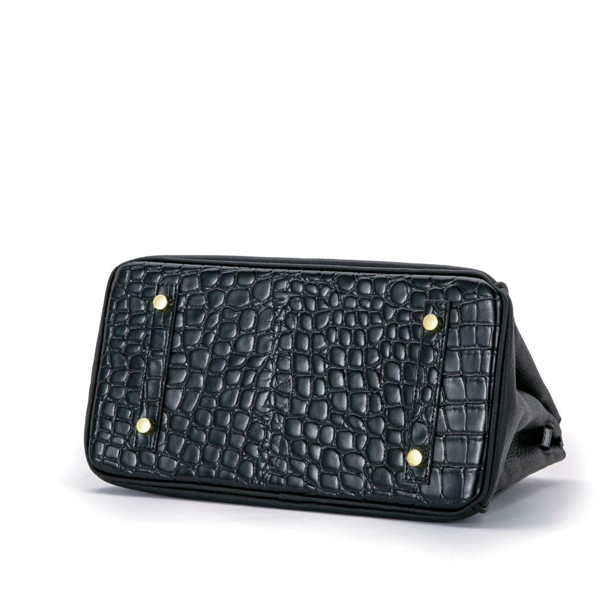 Custom handcrafted Duo CrocoPrinted x Togo leather handbag
