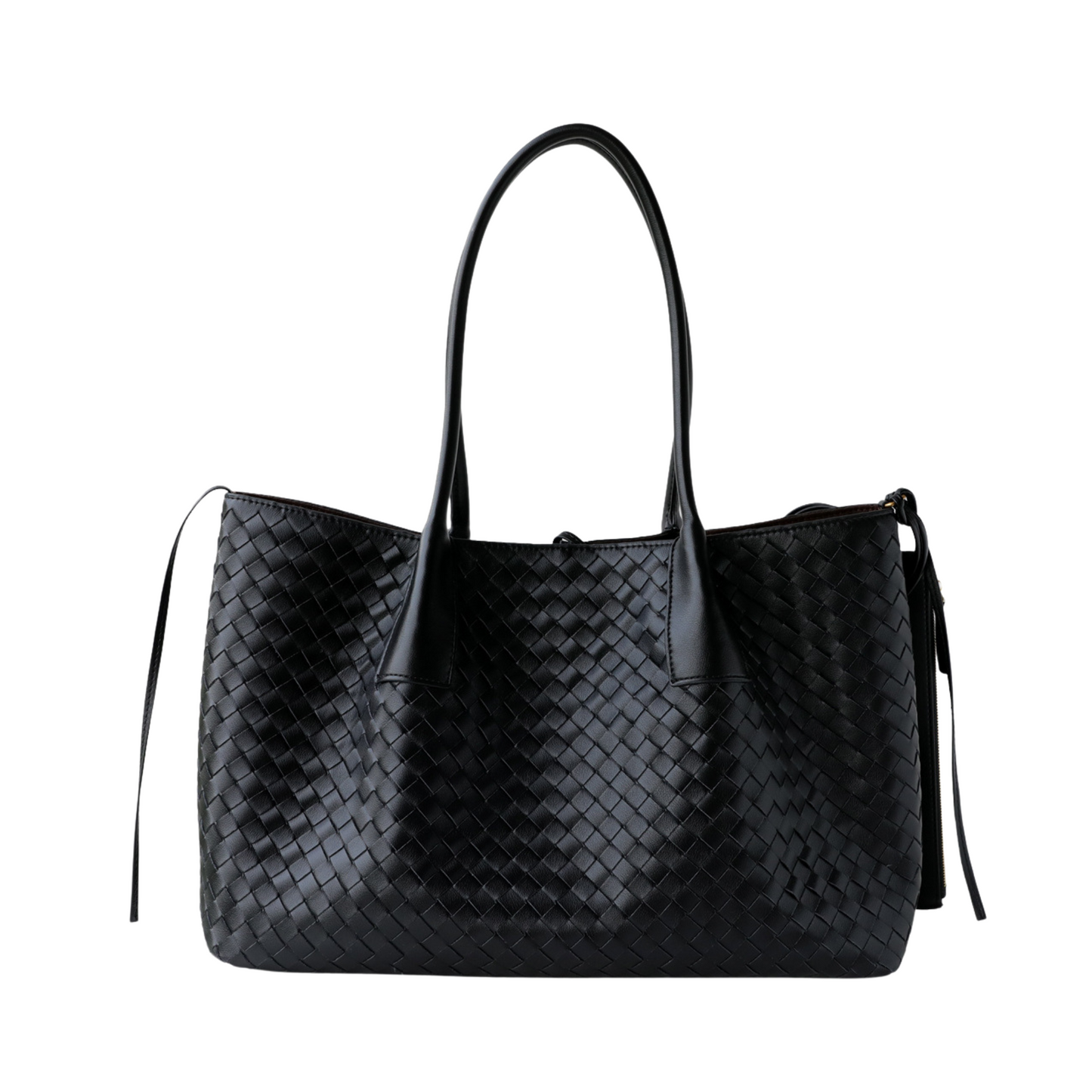 Woven Carryall Leather Shoulder Tote