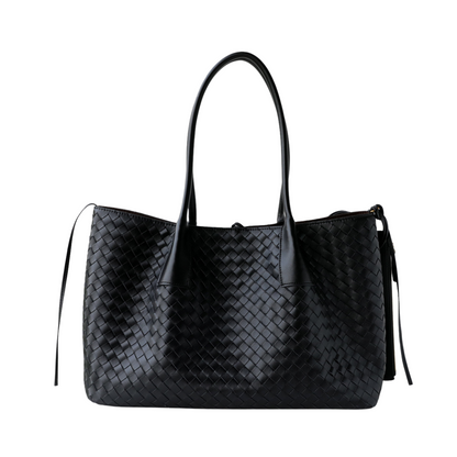 Woven Carryall Leather Shoulder Tote