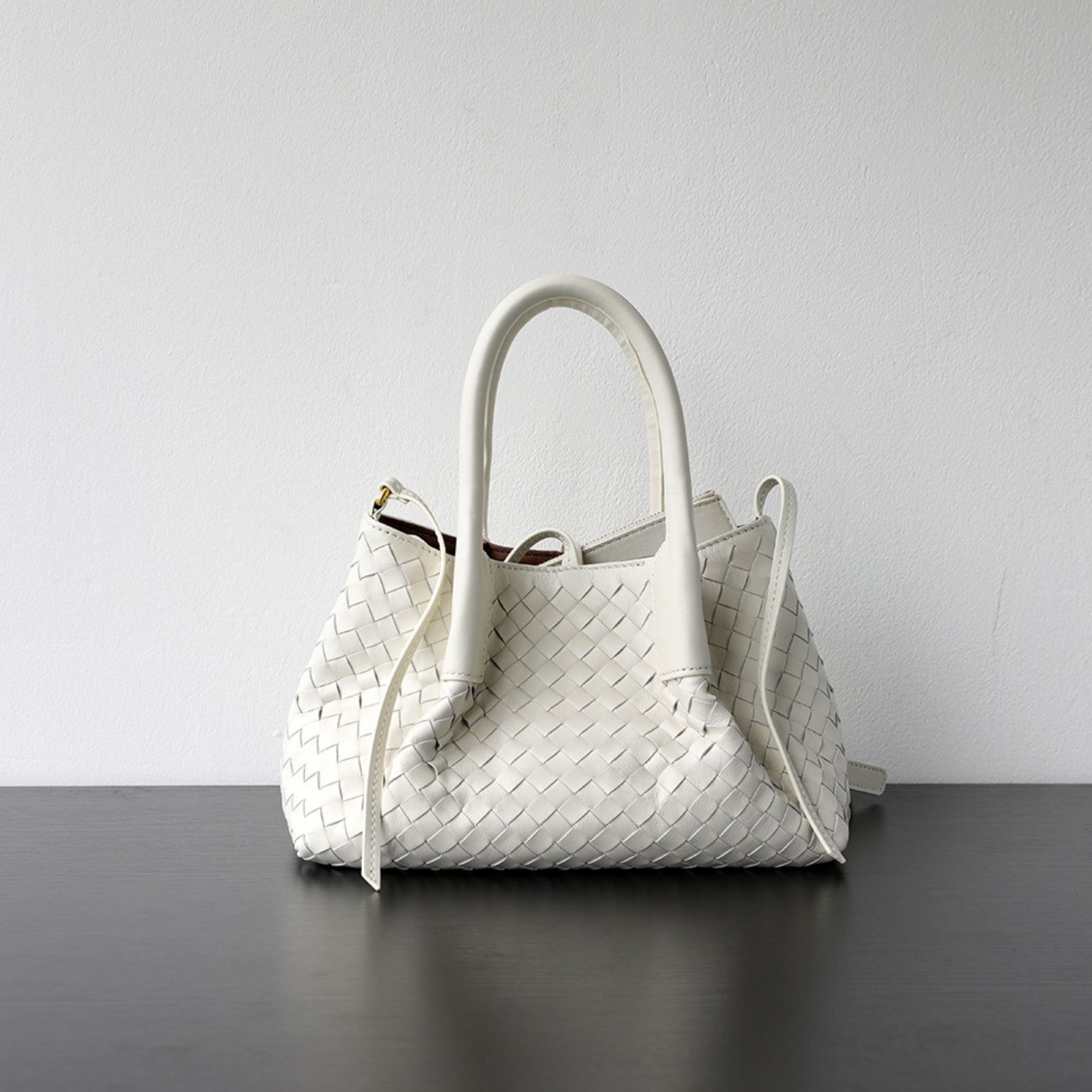 Woven Carryall Leather Shoulder Tote