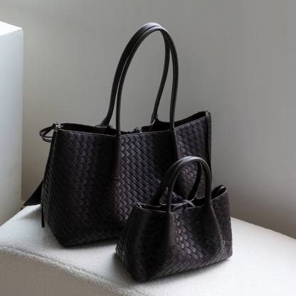 Woven Carryall Leather Shoulder Tote