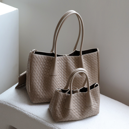 Woven Carryall Leather Shoulder Tote