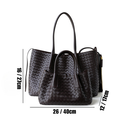 Woven Carryall Leather Shoulder Tote