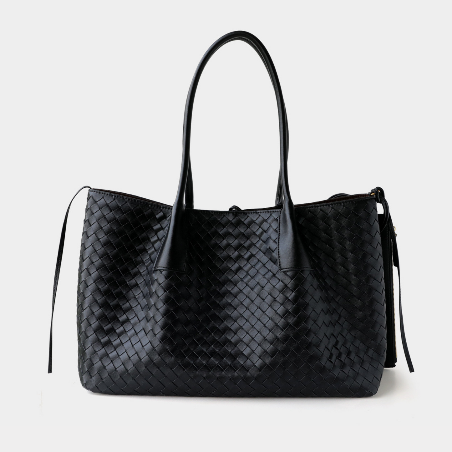 Woven Carryall Leather Shoulder Tote