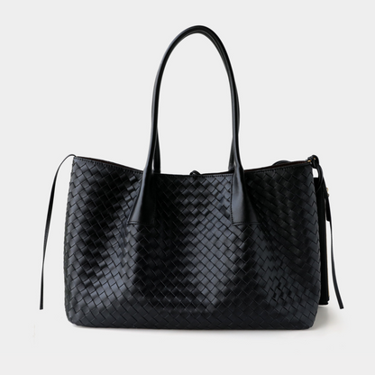 Woven Carryall Leather Shoulder Tote
