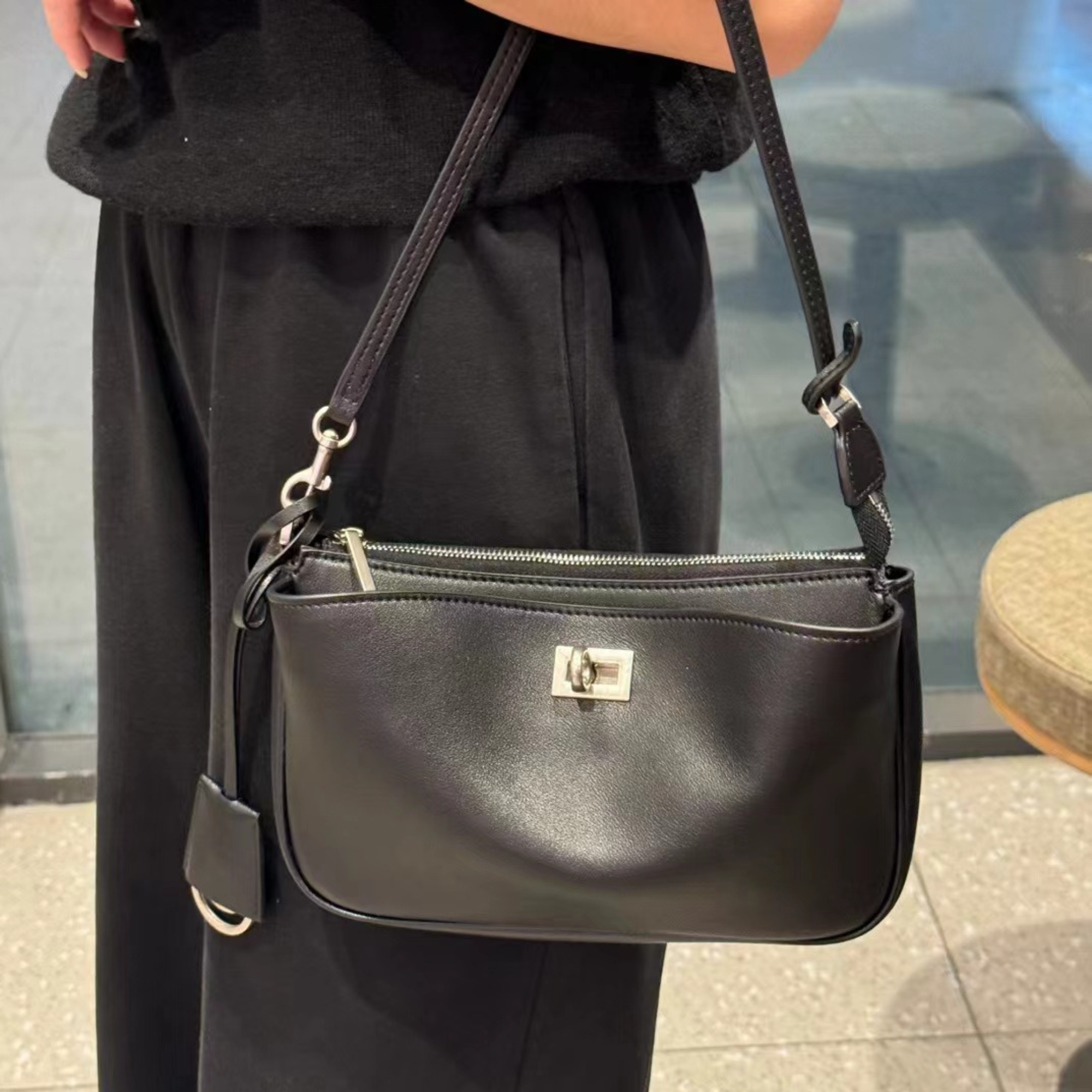 Nano Sling‑Style Leather Shoulder Bag with Flap