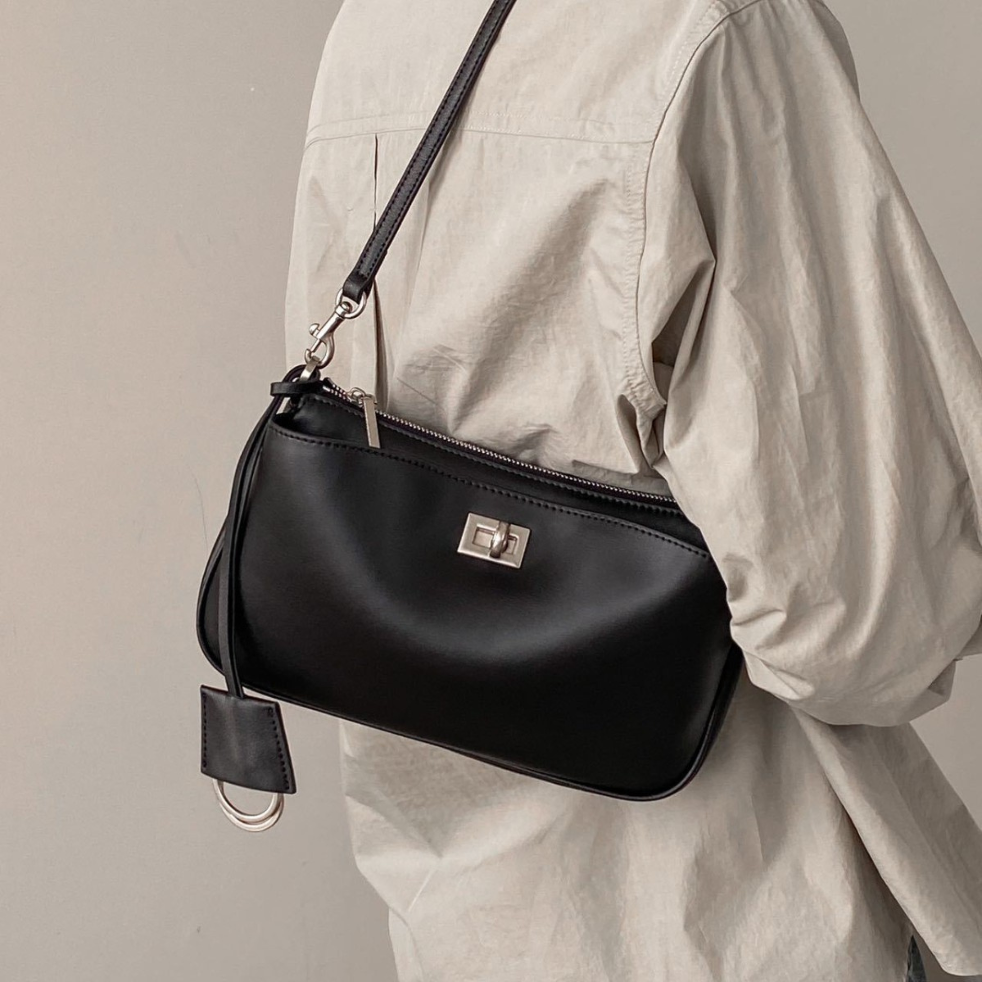 Nano Sling‑Style Leather Shoulder Bag with Flap