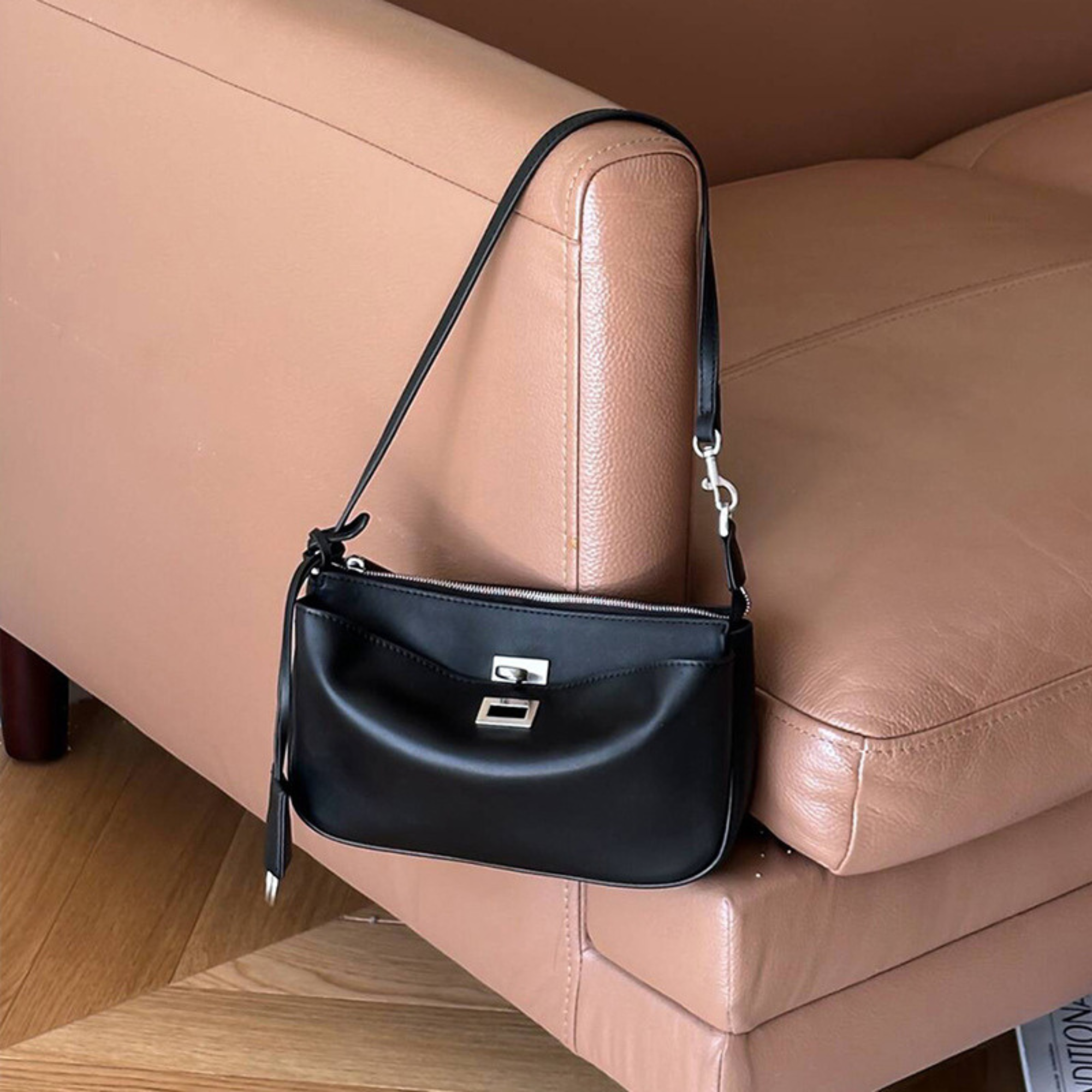 Nano Sling‑Style Leather Shoulder Bag with Flap
