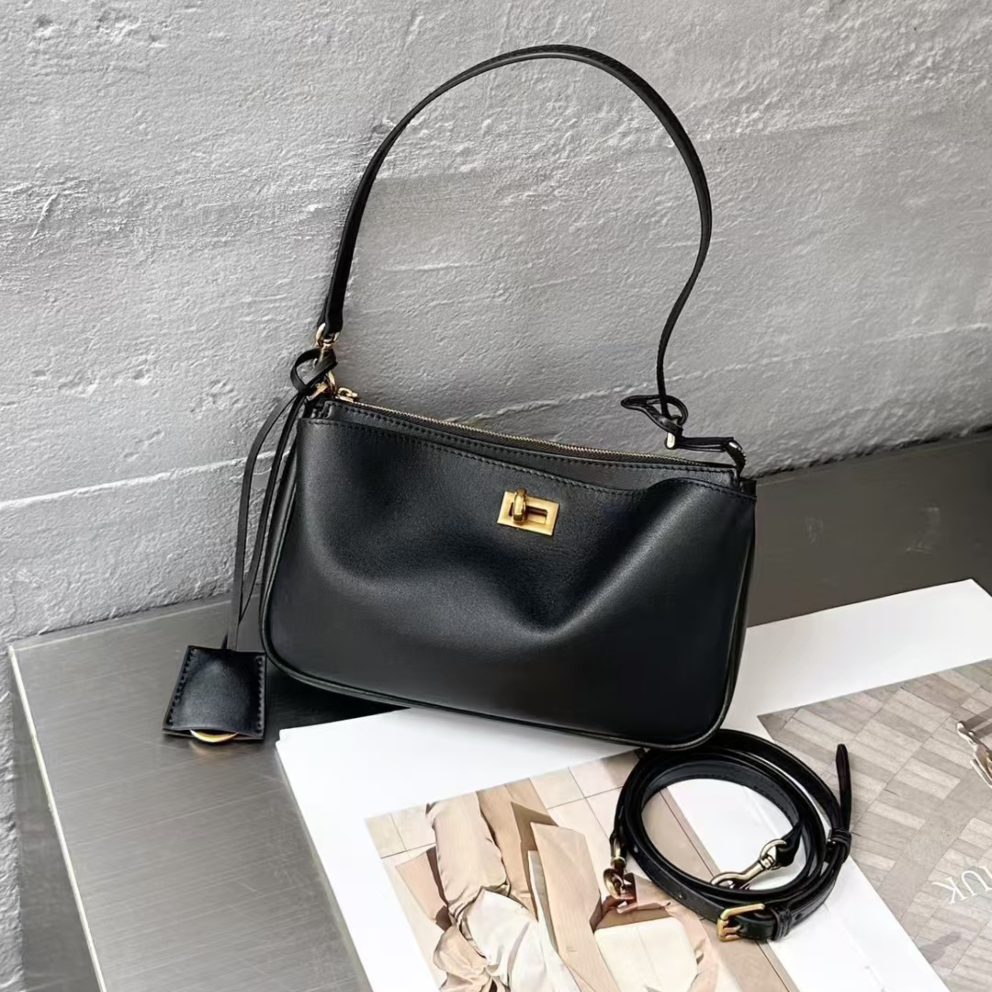Nano Sling‑Style Leather Shoulder Bag with Flap