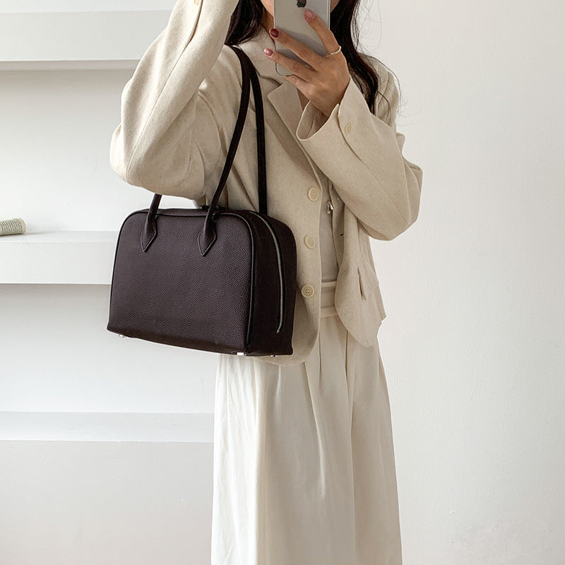 Classic Large Leather Bowling Bag