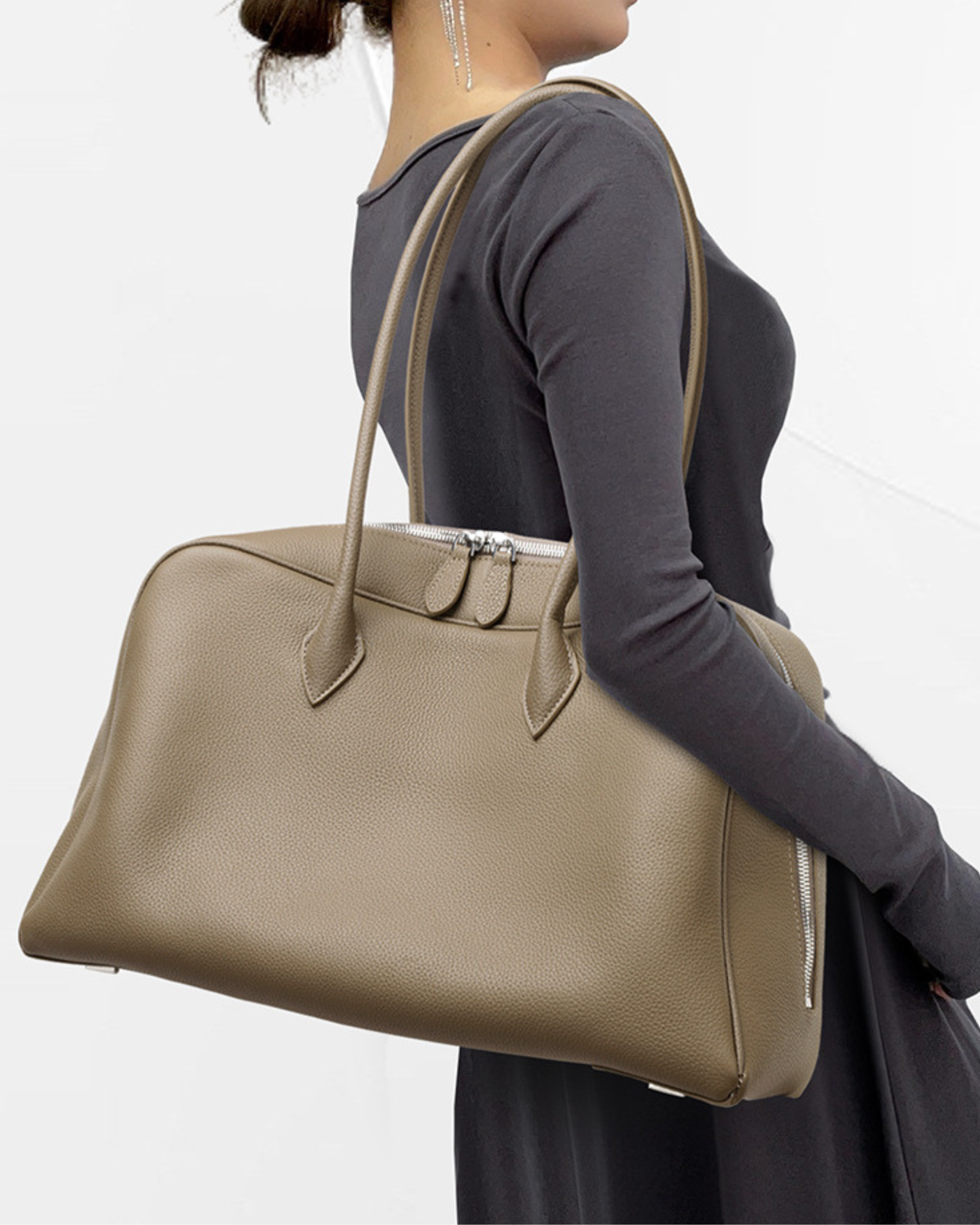 Classic Large Leather Bowling Bag