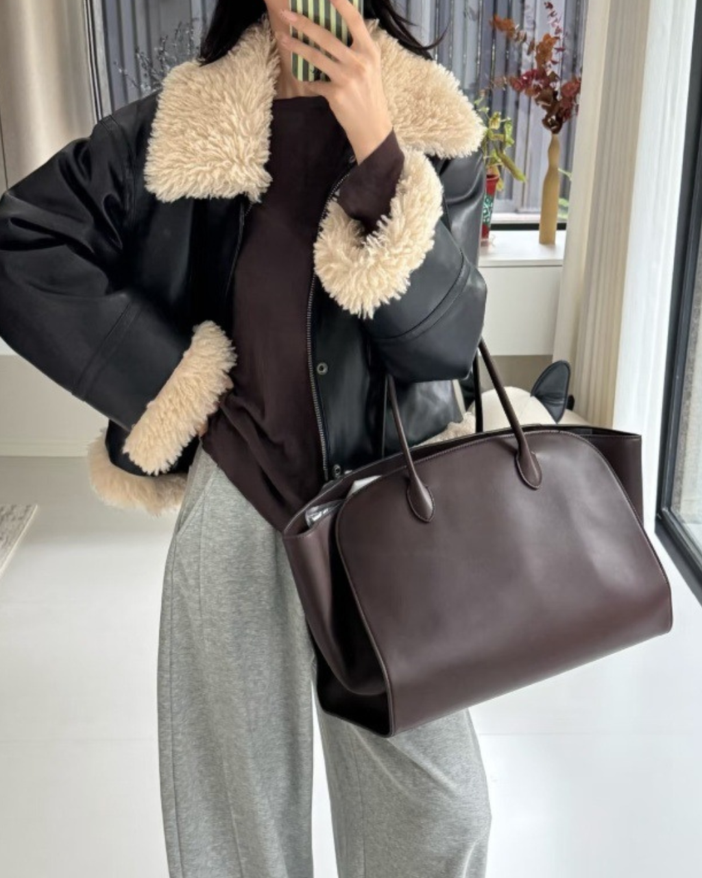 Die „Row-Margaux-inspirierte“ luxuriöse Leder-Tragetasche