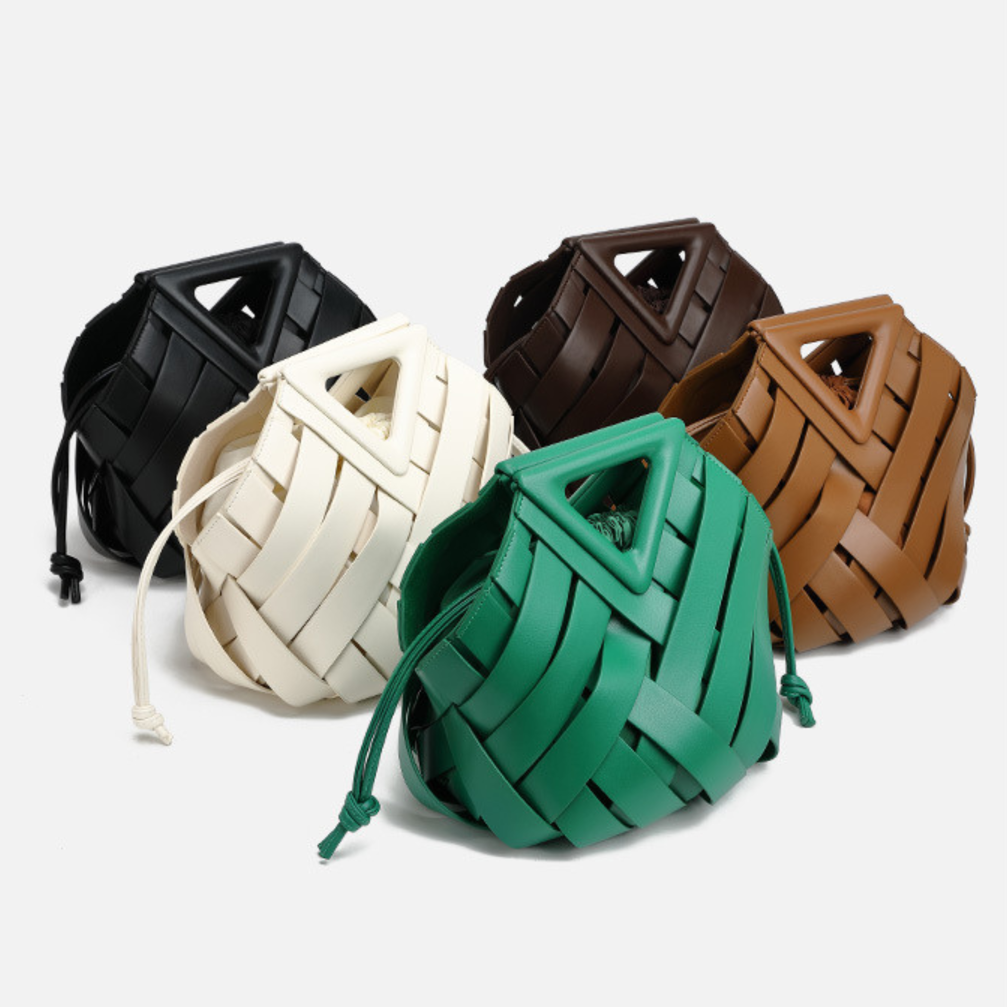 Woven Leather Basket Bag