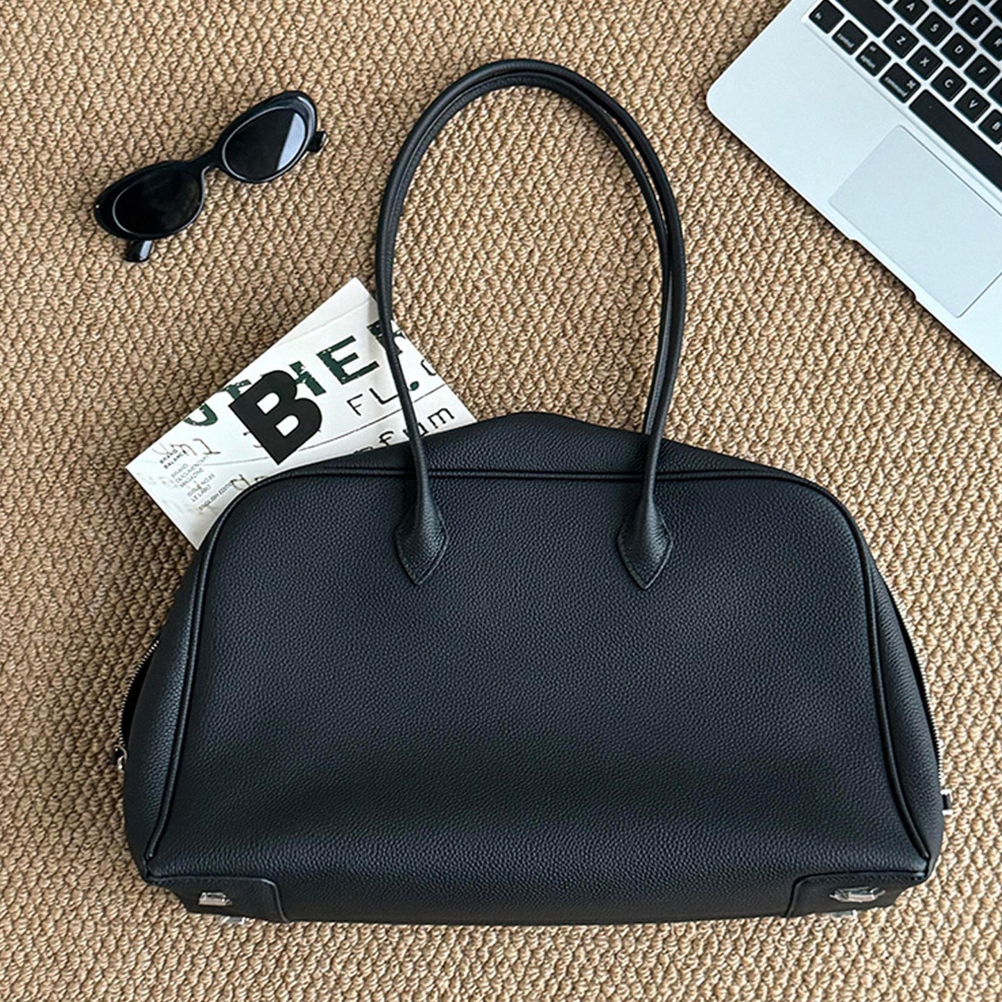 Classic Large Leather Bowling Bag