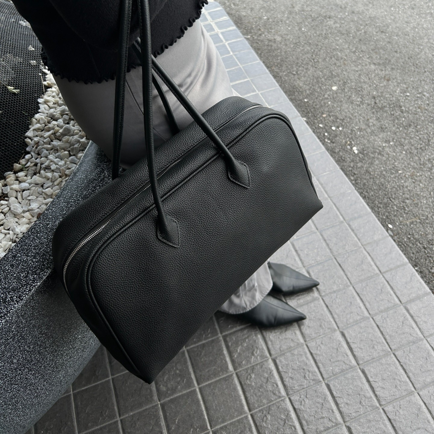 Classic Large Leather Bowling Bag