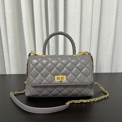 Luxury inspired Top Handle Flap Leather Bag