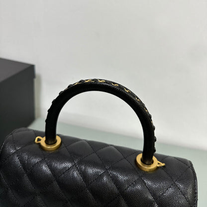 Luxury inspired Top Handle Flap Leather Bag
