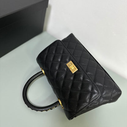Luxury inspired Top Handle Flap Leather Bag