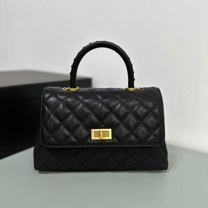 Luxury inspired Top Handle Flap Leather Bag