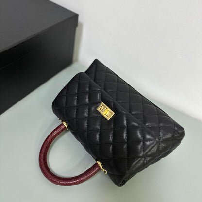 Luxury inspired Top Handle Flap Leather Bag