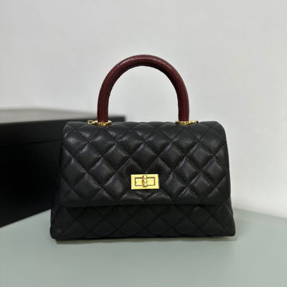 Luxury inspired Top Handle Flap Leather Bag