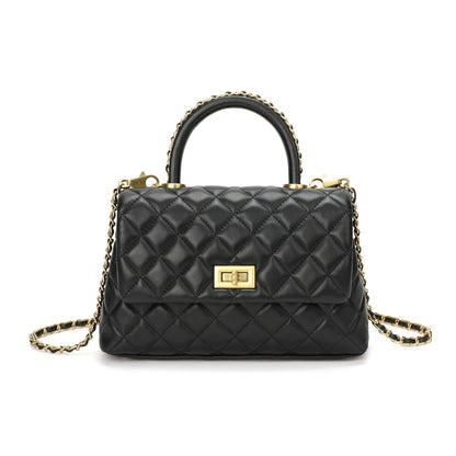 Luxury inspired Top Handle Flap Leather Bag
