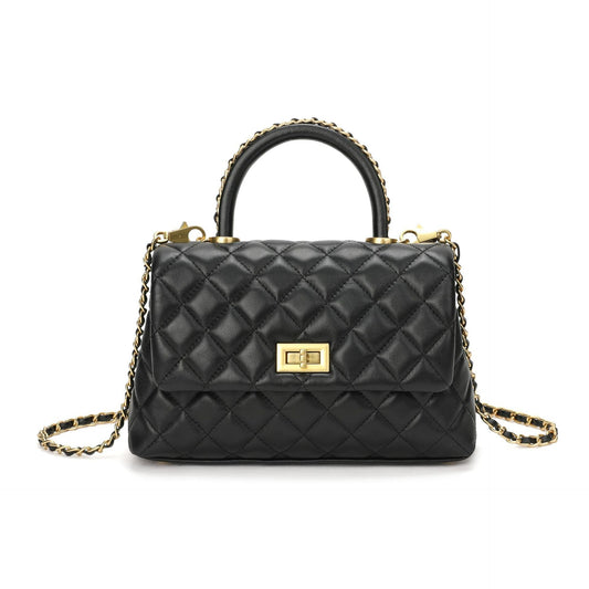 Luxury inspired Top Handle Flap Leather Bag