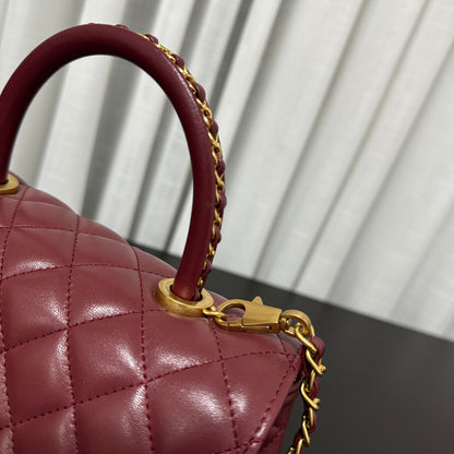 Luxury inspired Top Handle Flap Leather Bag