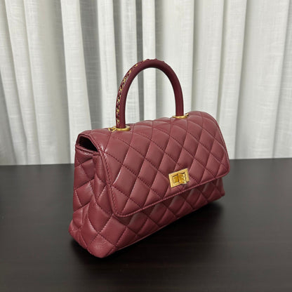 Luxury inspired Top Handle Flap Leather Bag