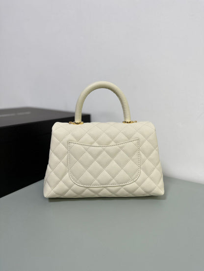 Luxury inspired Top Handle Flap Leather Bag